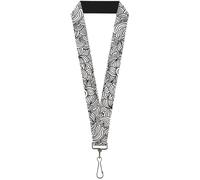 Buckle-Down Lanyard-1.0"-Doodle1 White/Black 22" x 1" Multicolor