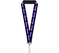 Buckle-Down Lanyard-1.0"-Flag Leather Black/Blue/red/White 22" x 1" Multicolor