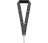Buckle-Down Lanyard-1.0"-Fleur-de-lis/Studs Black/Grays 22" x 1" Multicolor