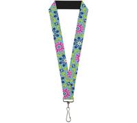 Buckle-Down Lanyard-1.0"-Floral Burst Turquoise/Blues/Pinks/Yellow/g 22" x 1" Mu