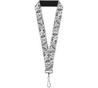 Buckle-Down Lanyard-1.0"-Floral Paisley3 White/Black 22" x 1" Multicolor