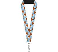 Buckle-Down Lanyard-1.0"-Fox Face Scattered Sky Blue 22" x 1" Multicolor