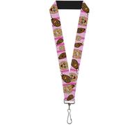 Buckle-Down Lanyard-1.0"-Fried Chicken & Waffles Plaid Pinks 22" x 1" Multicolor