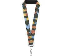Buckle-Down Lanyard-1.0"-Geometric8 Charcoal/Orange/Gold/Blue 22" x 1" Multicolo