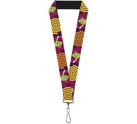 Buckle-Down Lanyard-1.0"-Green Dragons Smoking Purple 22" x 1" Multicolor