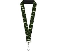 Buckle-Down Lanyard - 1.0" - Guitar Neck Black/white/lime Green Accessory 22" x
