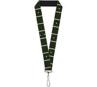 Buckle-Down Lanyard - 1.0" - Guitar Neck Black/white/lime Green Accessory 22" x