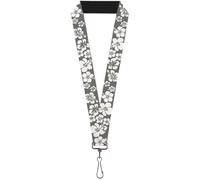 Buckle-Down Lanyard-1.0"-Hibiscus Gray/White 22" x 1" Multicolor
