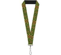 Buckle-Down Lanyard-1.0"-Holiday Holly Green/Gold/red 22" x 1" Multicolor