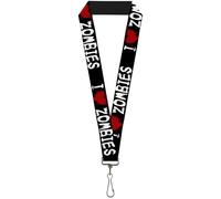 Buckle-Down Lanyard-1.0"-I Heart Zombies Bloody Splatter Black/WHI 22" x 1" Mult