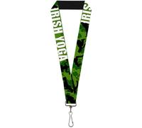 Buckle-Down Lanyard-1.0"-Irish Yoga Poses/Clovers Greens/Black/White 22" x 1" Mu