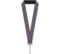 Buckle-Down Lanyard-1.0"-Jagged Rings Teals/Fuchsia/Yellow 22" x 1" Multicolor