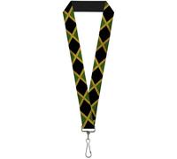 Buckle-Down Lanyard-1.0"-Jamaica Flags Vintage Black 22" x 1" Multicolor