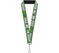 Buckle-Down Lanyard-1.0"-Kiss Me, I'm Irish Clovers Green/White 22" x 1" Multico