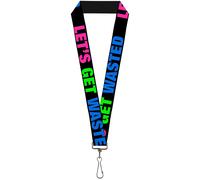 Buckle-Down Lanyard-1.0"-Let's Get Wasted Black/Pink/Green/Blue 22" x 1" Multico