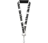 Buckle-Down Lanyard-1.0"-Like A Boss White/Black 22" x 1" Multicolor