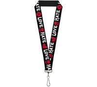 Buckle-Down Lanyard-1.0"-Love/Hate Black/White/Fuchsia 22" x 1" Multicolor