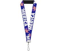 Buckle-Down Lanyard-1.0"-Merica/USA Silhouette Blue/White/us Flag 22" x 1" Multi