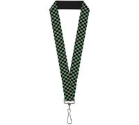 Buckle-Down Lanyard-1.0"-Mini Checker Black/Gray/3 Green 22" x 1" Multicolor