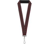 Buckle-Down Lanyard-1.0"-Mini Checker Black/Gray/3 Red 22" x 1" Multicolor