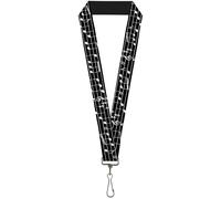 Buckle-Down Lanyard-1.0"-Music Notes Black/White 22" x 1" Multicolor