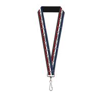 Buckle Down Lanyard-1.0"-Mustang/Text W/tri-bar Stripe One Size Multicolor