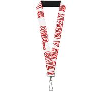 Buckle-Down Lanyard-1.0"-Omga€give Me A Break White/red 22" x 1" Multicolor