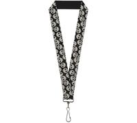 Buckle-Down Lanyard-1.0"-Panda Bear Sugar Skull Scattered Black/Whit 22" x 1" Mu