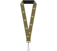 Buckle-Down Lanyard-1.0"-Pine Trees Blocks Olive/Orange/tan 22" x 1" Multicolor