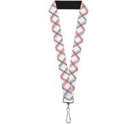 Buckle-Down Lanyard-1.0"-Plaid X White/red/Turquoise/Gray 22" x 1" Multicolor