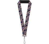 Buckle-Down Lanyard-1.0"-Plaid X3 Navy/Orange/White 22" x 1" Multicolor