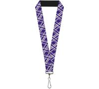 Buckle-Down Lanyard-1.0"-Plaid X3 Purple/Gray/White 22" x 1" Multicolor