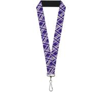 Buckle-Down Lanyard-1.0"-Plaid X3 Purple/Gray/White 22" x 1" Multicolor