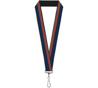 Buckle-Down Lanyard-1.0"-Racing Stripe Navy/Orange 22" x 1" Multicolor