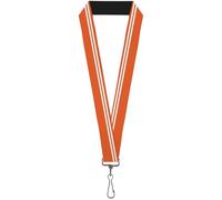 Buckle-Down Lanyard-1.0"-Racing Stripe Orange/White 22" x 1" Multicolor