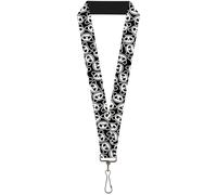 Buckle-Down Lanyard-1.0"-Scattered Panda Bear Cartoon2 Black/White 22" x 1" Mult
