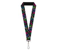 Buckle-Down Lanyard-1.0"-Sketch Skull/Star/Heart/Checker Black/Multi One Size Mu