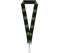 Buckle-Down Lanyard-1.0"-St. Pat's Black/Clovers 22" x 1" Multicolor