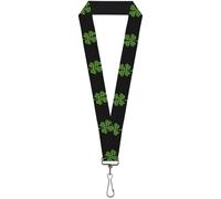 Buckle-Down Lanyard-1.0"-St. Pat's Black/Clovers 22" x 1" Multicolor