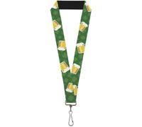 Buckle-Down Lanyard-1.0"-St. Pat's Clovers/Beer Mugs Greens 22" x 1" Multicolor