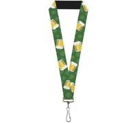 Buckle-Down Lanyard-1.0"-St. Pat's Clovers/Beer Mugs Greens 22" x 1" Multicolor