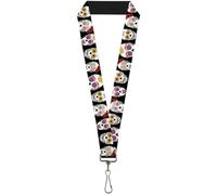 Buckle-Down Lanyard-1.0"-Staggered Sugar Skulls C/u Black/Multi Colo 22" x 1" Mu