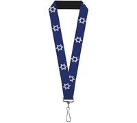 Buckle-Down Lanyard-1.0"-Star of David 22" x 1" Multicolor