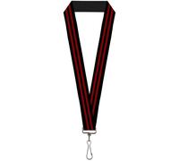 Buckle-Down Lanyard-1.0"-Stripe Black/red 22" x 1" Multicolor
