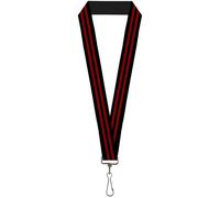Buckle-Down Lanyard-1.0"-Stripe Black/red 22" x 1" Multicolor