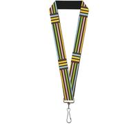 Buckle-Down Lanyard-1.0"-Stripe Blocks Brown/Multi Pastel 22" x 1" Multicolor