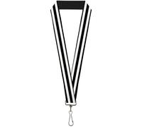 Buckle-Down Lanyard-1.0"-Stripes 3black/2white 22" x 1" Multicolor