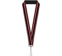 Buckle-Down Lanyard-1.0"-Stripes Red/Black/White 22" x 1" Multicolor