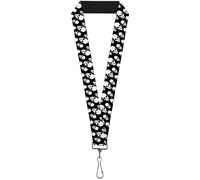Buckle-Down Lanyard-1.0"-Tilted Skulls Black/White 22" x 1" Multicolor