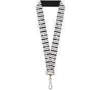 Buckle-Down Lanyard-1.0"-Vertical Stripes White/Black/Gray 22" x 1" Multicolor